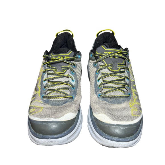 Hoka One One Gray and Lime Athletic Shoes size 11.5 - Picture 3 of 6